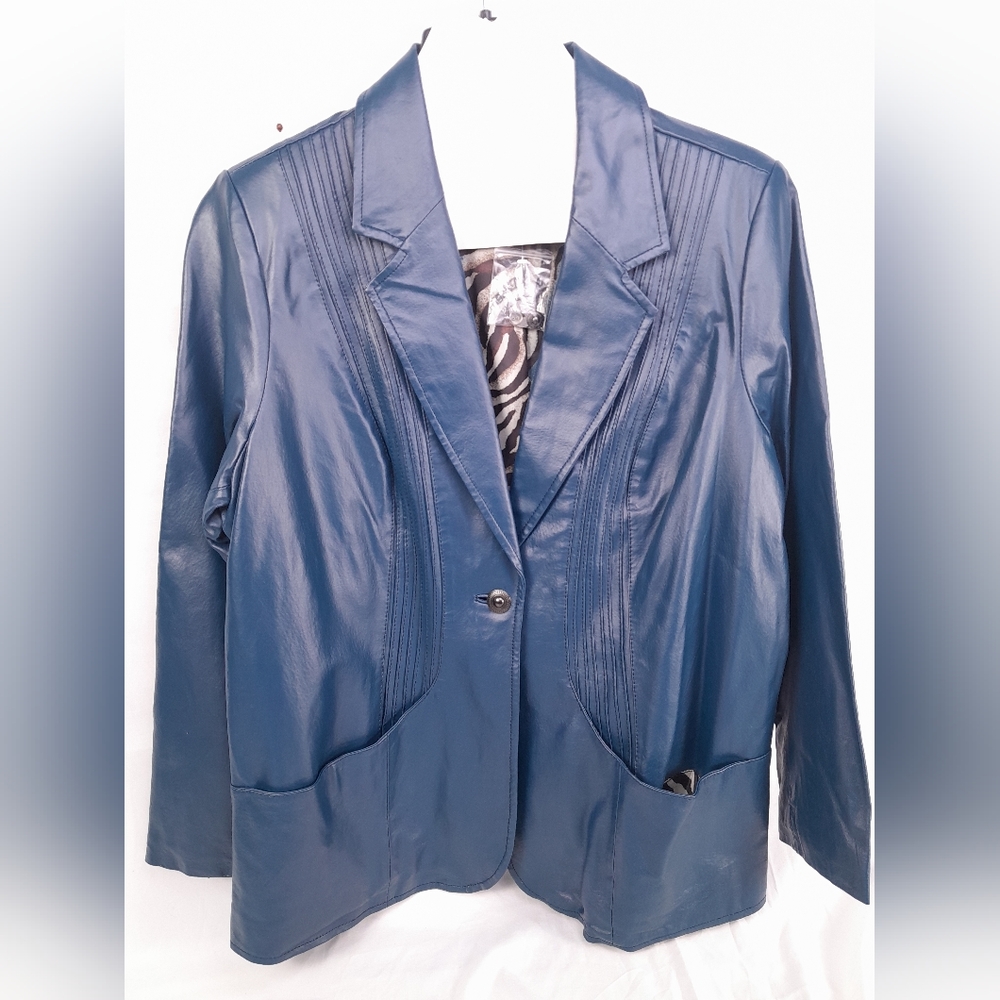 100% Genuine Leather Jacket Women Size 1X - Denim and Co - NEVERWORN - BRAND NEW